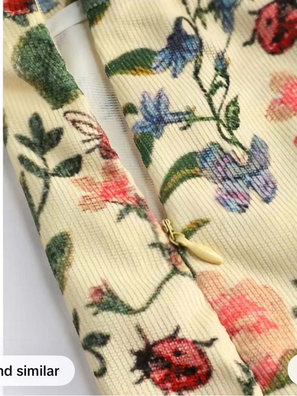 Cider Lightweight Corduroy Botanical Floral & Bug Button Wide Leg Jumpsuit - Picture 5 of 10